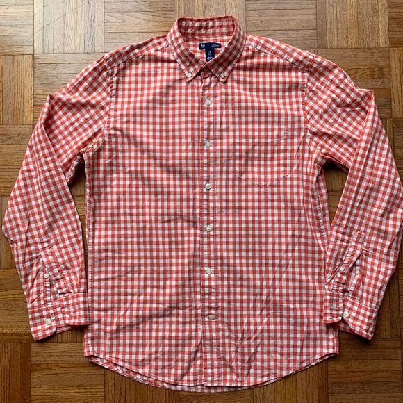 GAP Other - Men's Gap Orange White Gingham Slim Fit Shirt, M